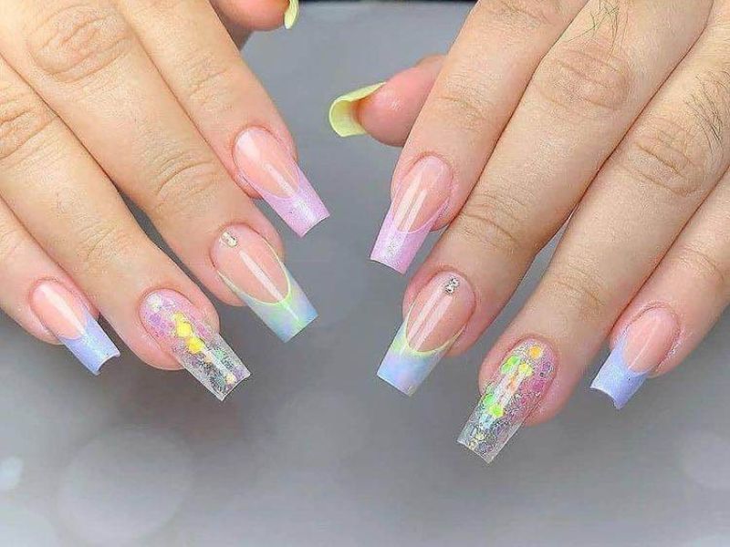 Summer Coffin Nails