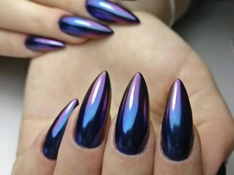 Blue Chrome Nails