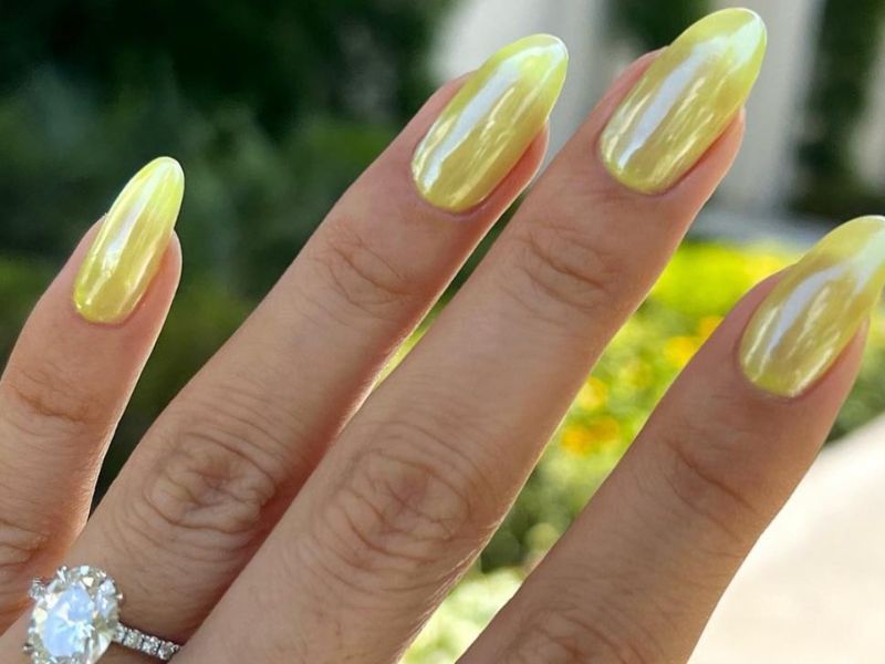 Yellow Chrome Nails