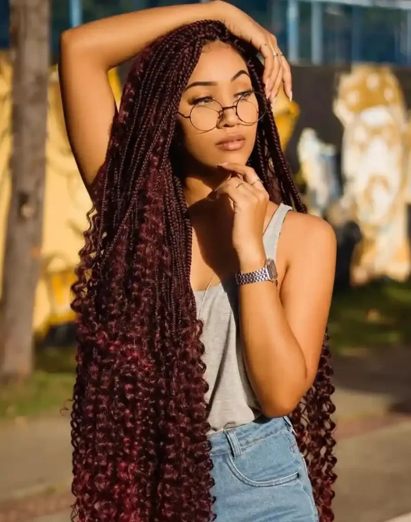 Burgundy Goddess Box Braids