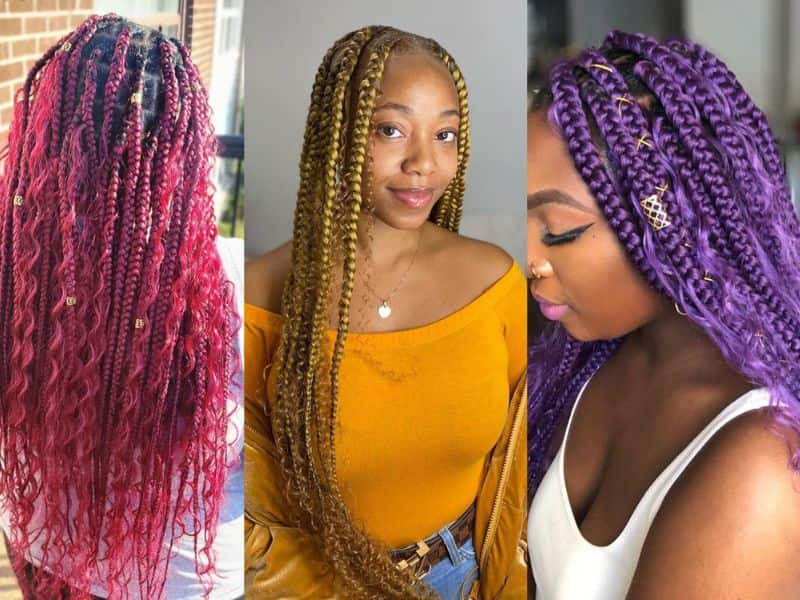 goddess braids with color