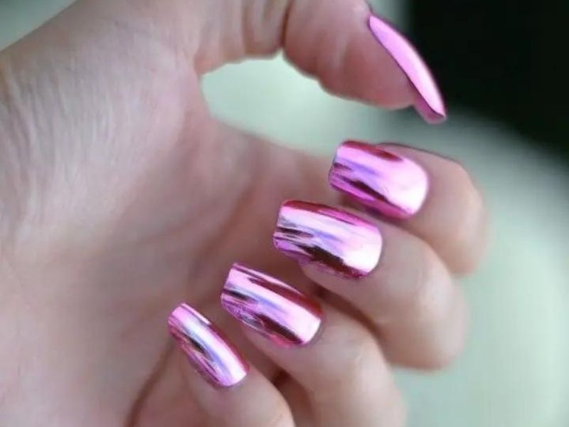 pink chrome nails