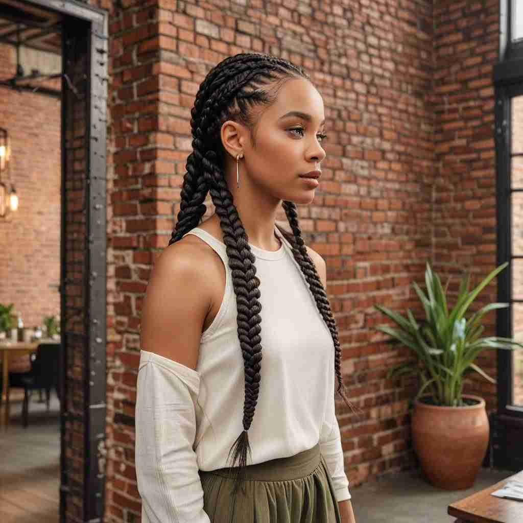 Asymmetrical Goddess Braids