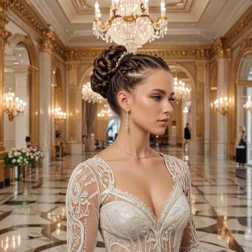 Elegant Goddess Braids Updo