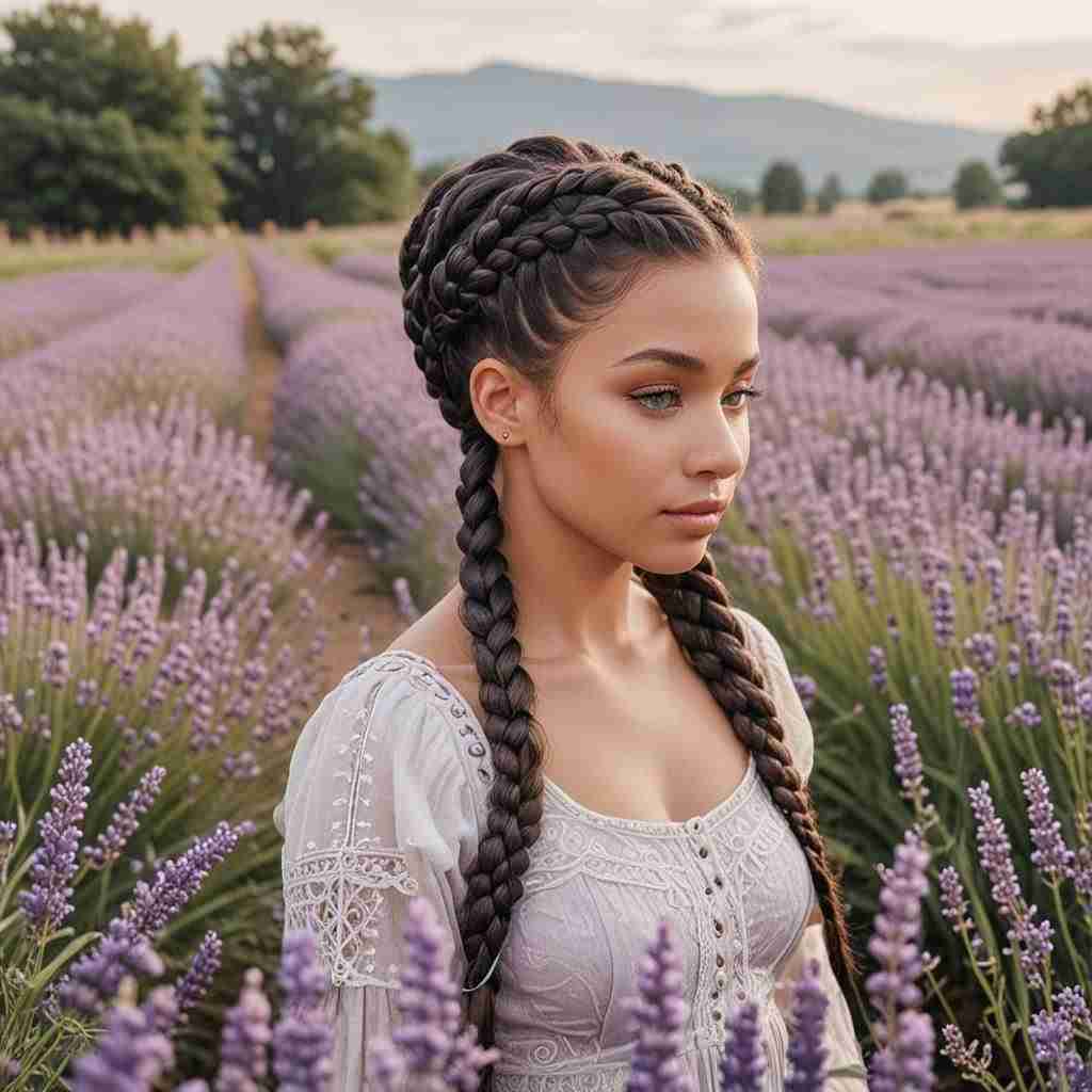 Goddess Braids with a Side Part