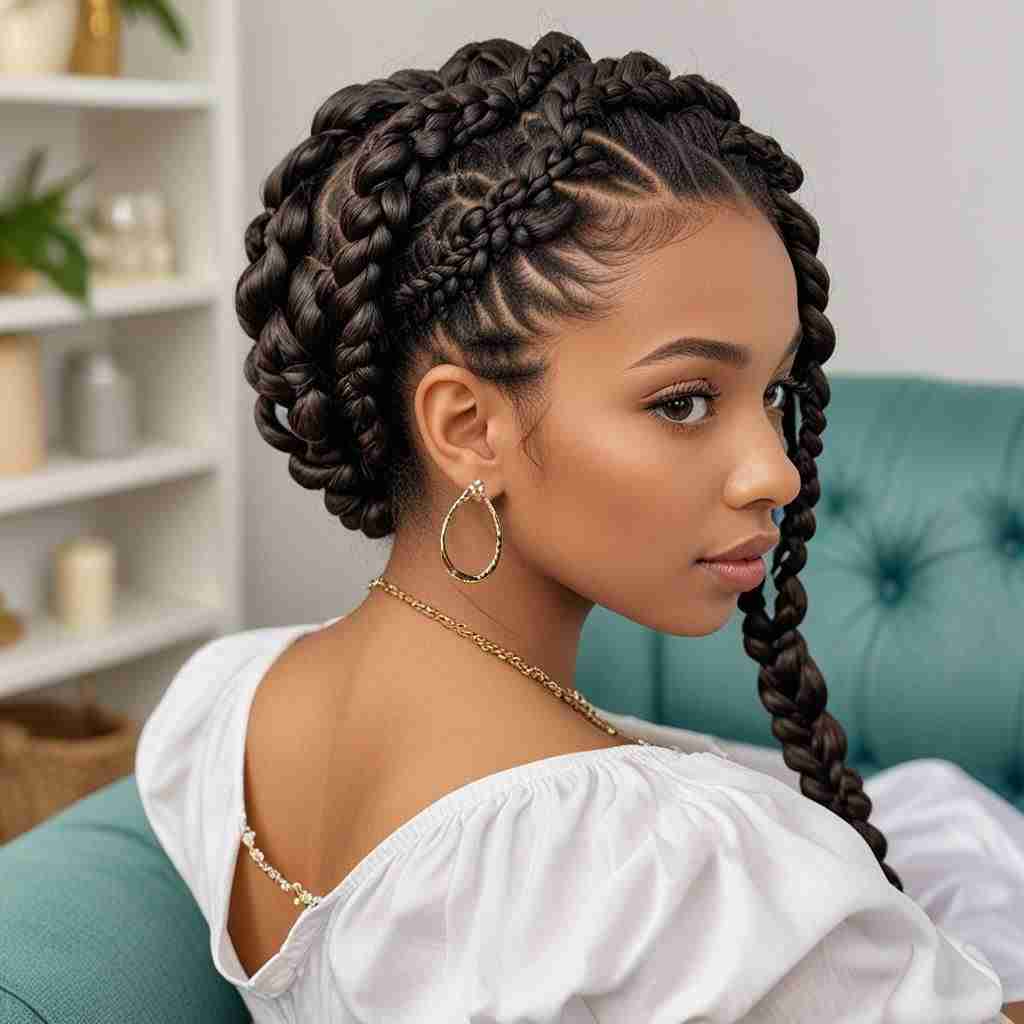 Goddess Braids with Loose Curls