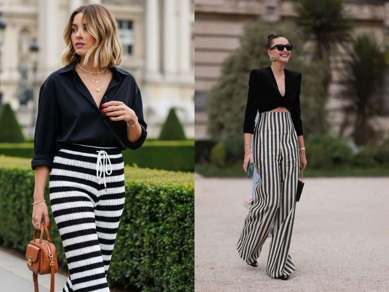 Black And White Striped Pants Outfits
