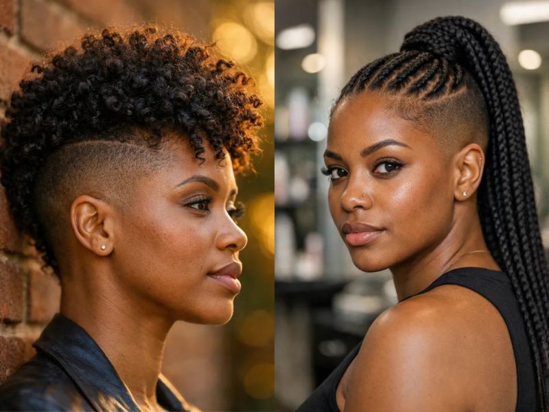 One Side Shaved Hairstyles for Black Women