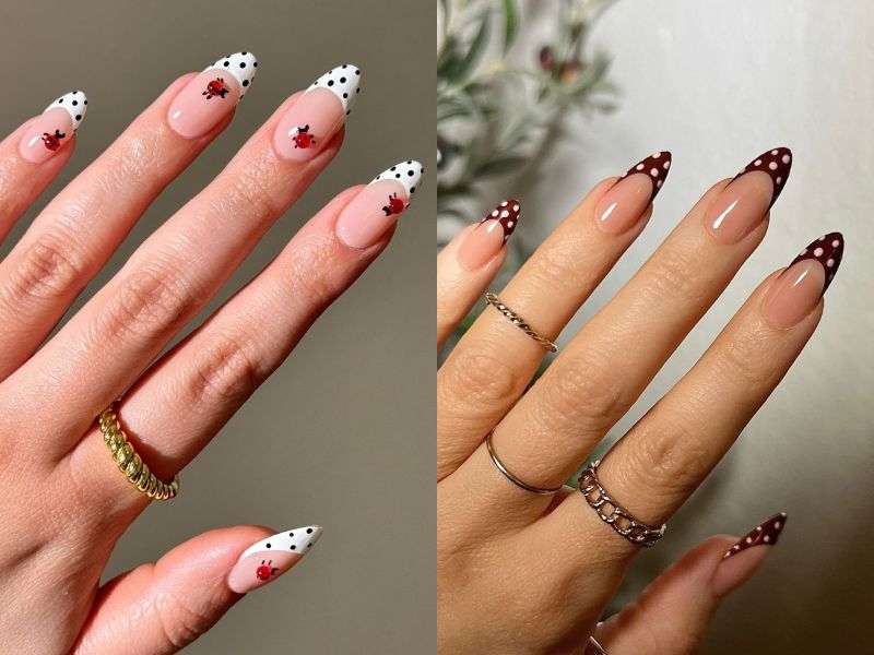 Polka Dot French Tip Nails Ideas