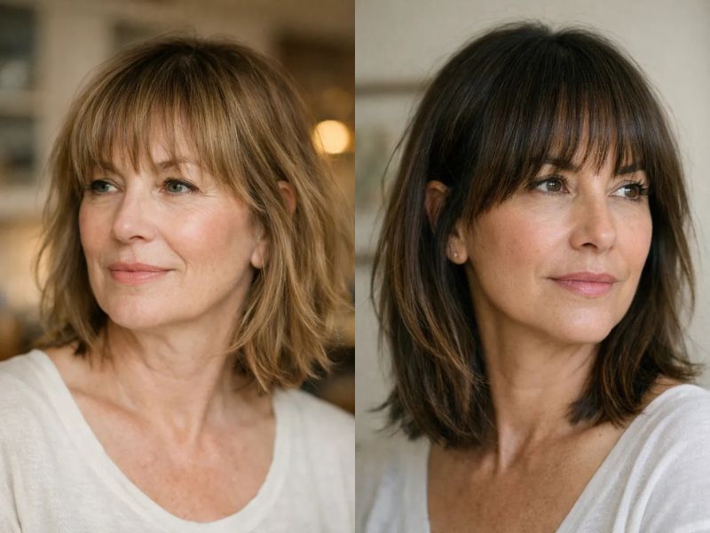 Shoulder Length Hairstyles with Bangs for Thin Fine Hair