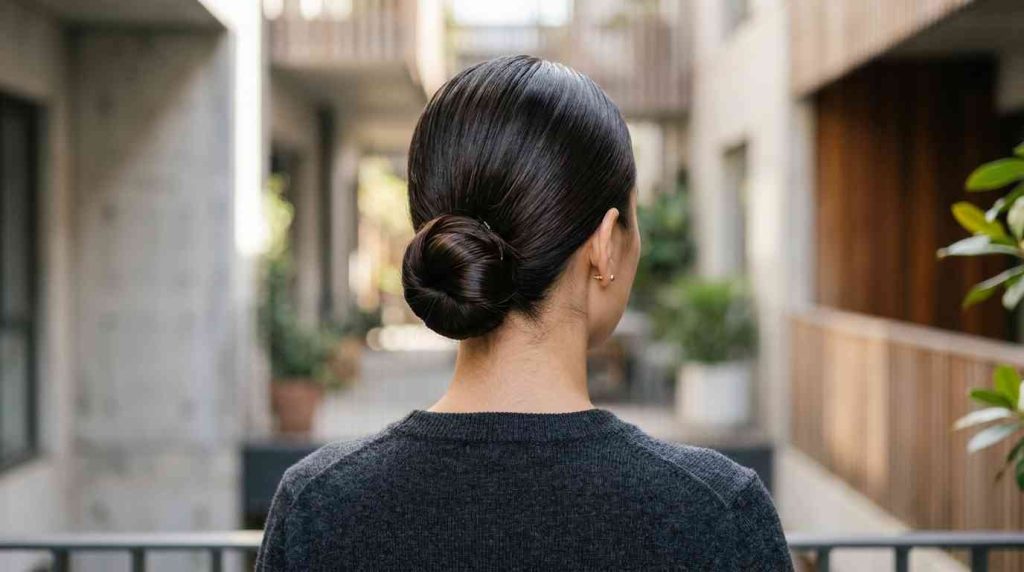sleek low bun hairstyle