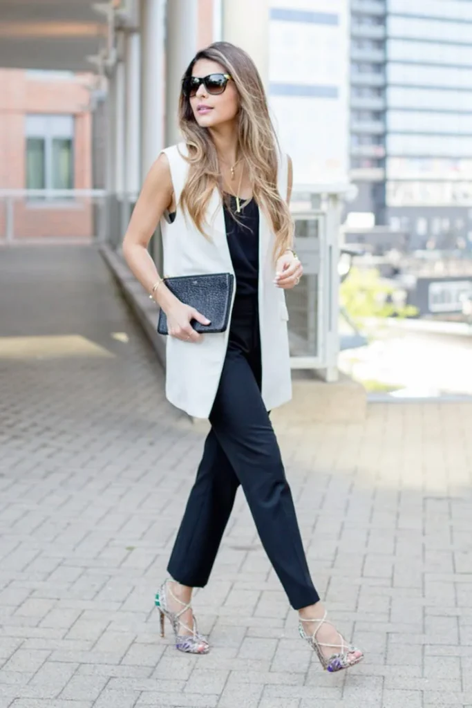 Sleeveless Blazer Vest Outfit Ideas