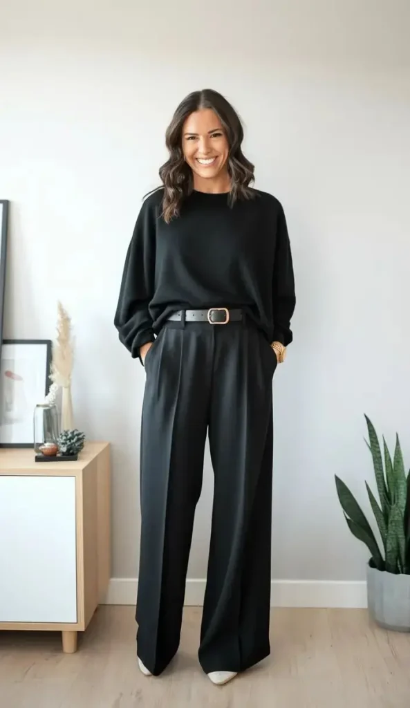 Black Wide Leg Pants Outfit Ideas