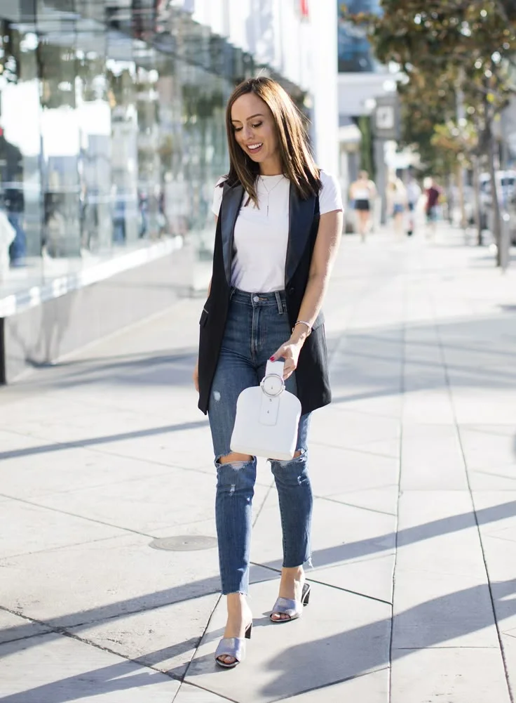 Sleeveless Blazer Vest Outfit Ideas