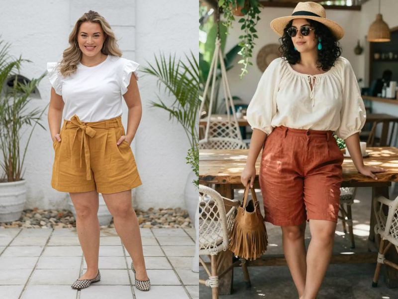 Plus Size Linen Shorts for Summer