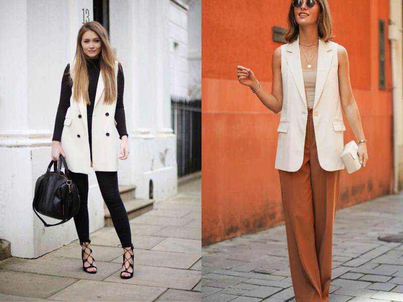 Sleeveless Blazer Vest Outfit Ideas