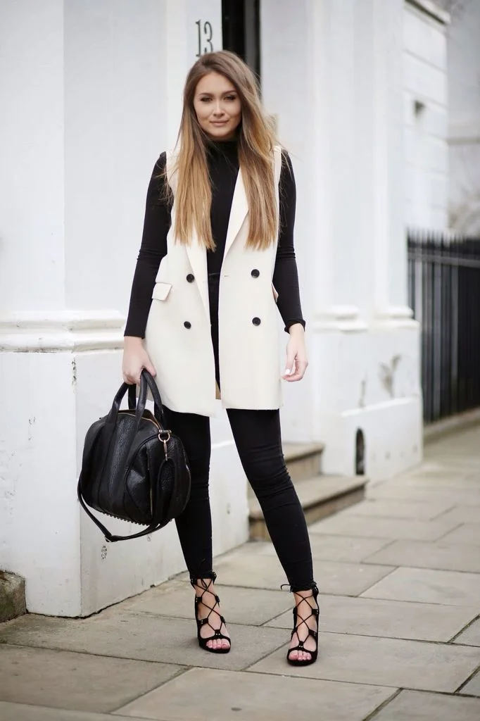 Sleeveless Blazer Vest Outfit Ideas