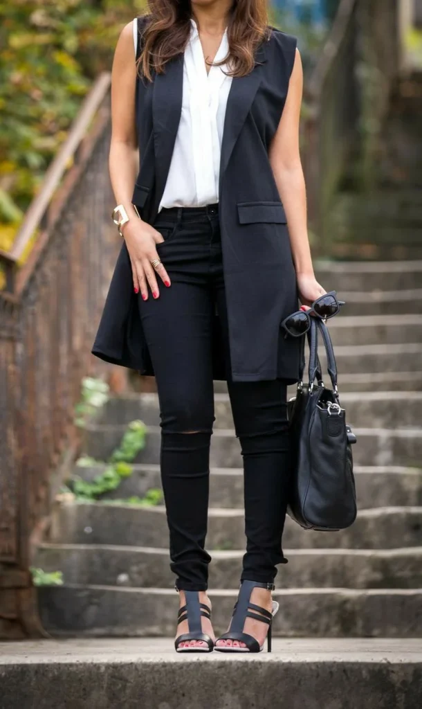 Sleeveless Blazer Vest Outfit Ideas