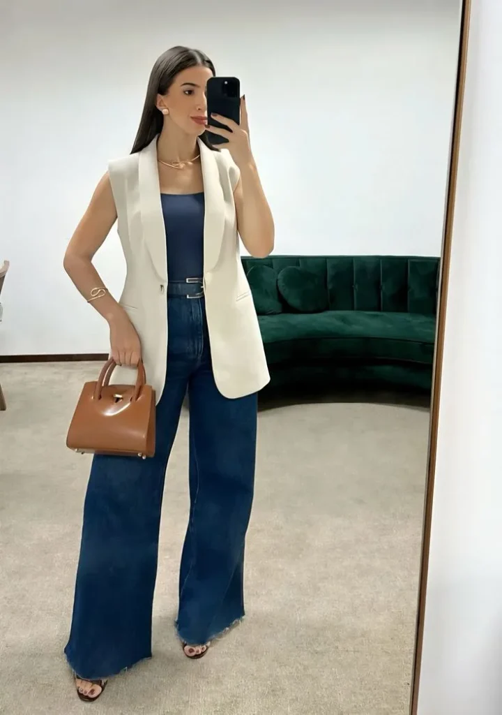 Sleeveless Blazer Vest Outfit Ideas